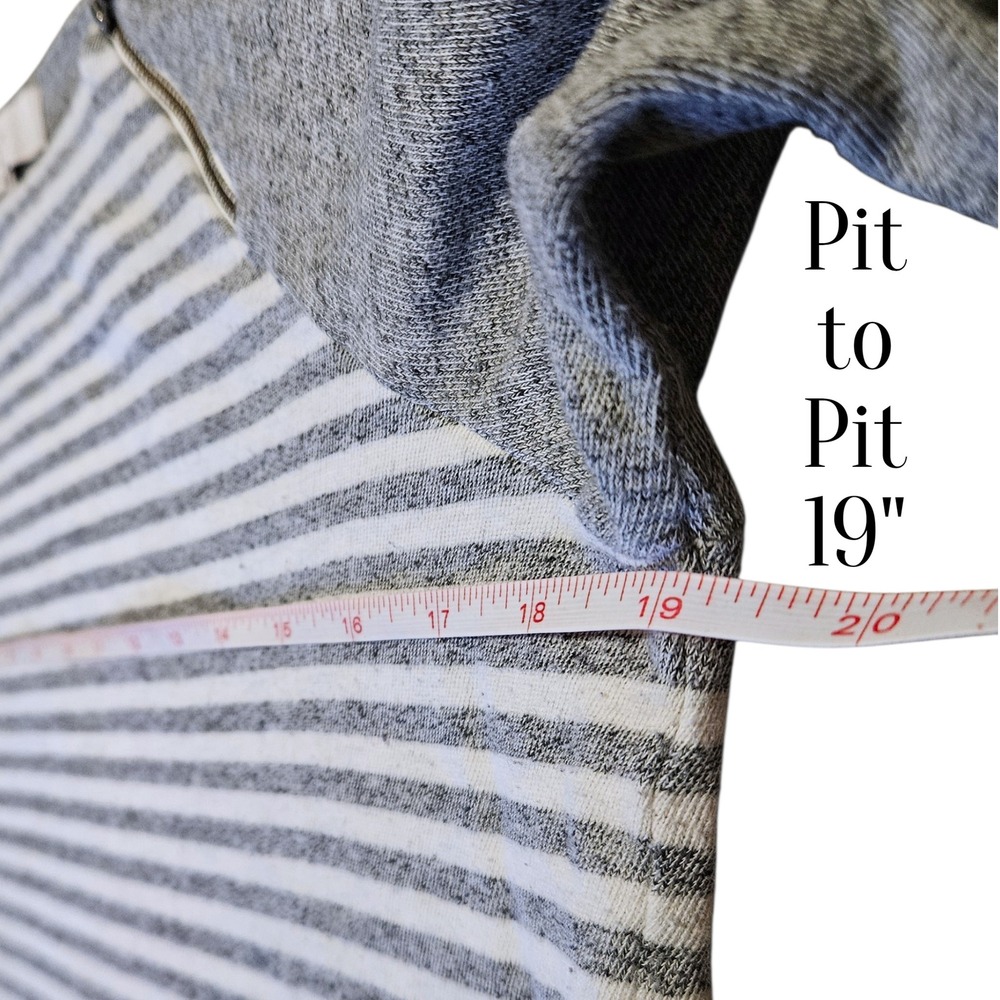 LOFT Striped Zip Shoulder Long Sleeve Top Gray White Size Small Casual - Picture 9 of 13